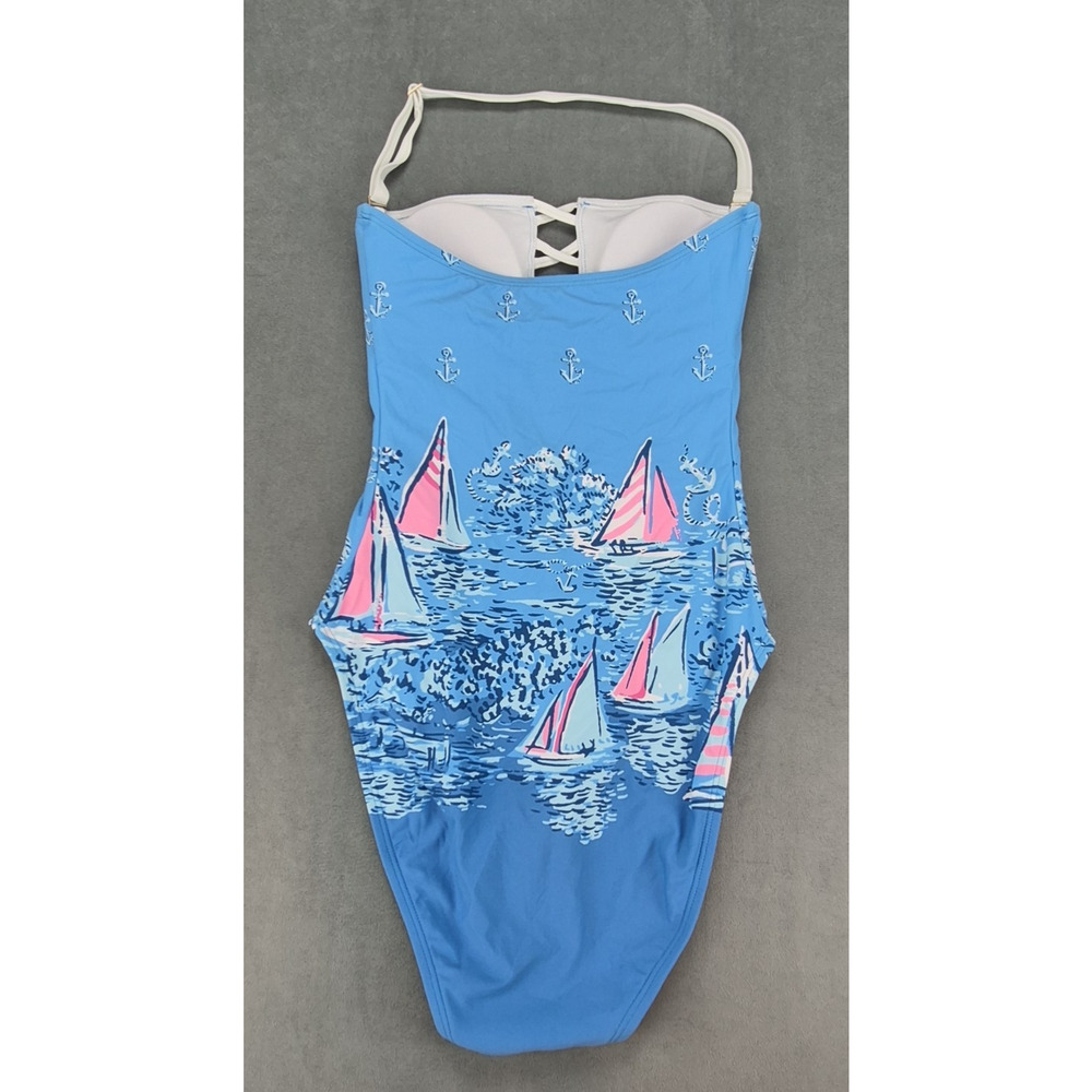 Lilly Pulitzer Novi One Piece Swimsuit Lunar Blue A Lil Nauti New Womens Size 0 - Picture 2 of 8